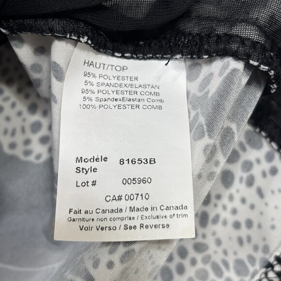 Joseph Ribkoff Womens Top Sz 12 Black White Abstract Sequins Stretch Statement - Picture 6 of 8